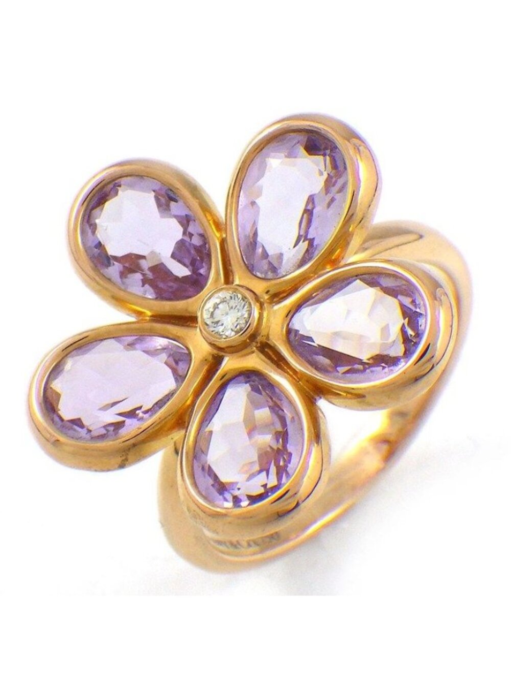 Tiffany & Co Ring Garden Flower Amethyst Diamond 18k Pink Gold